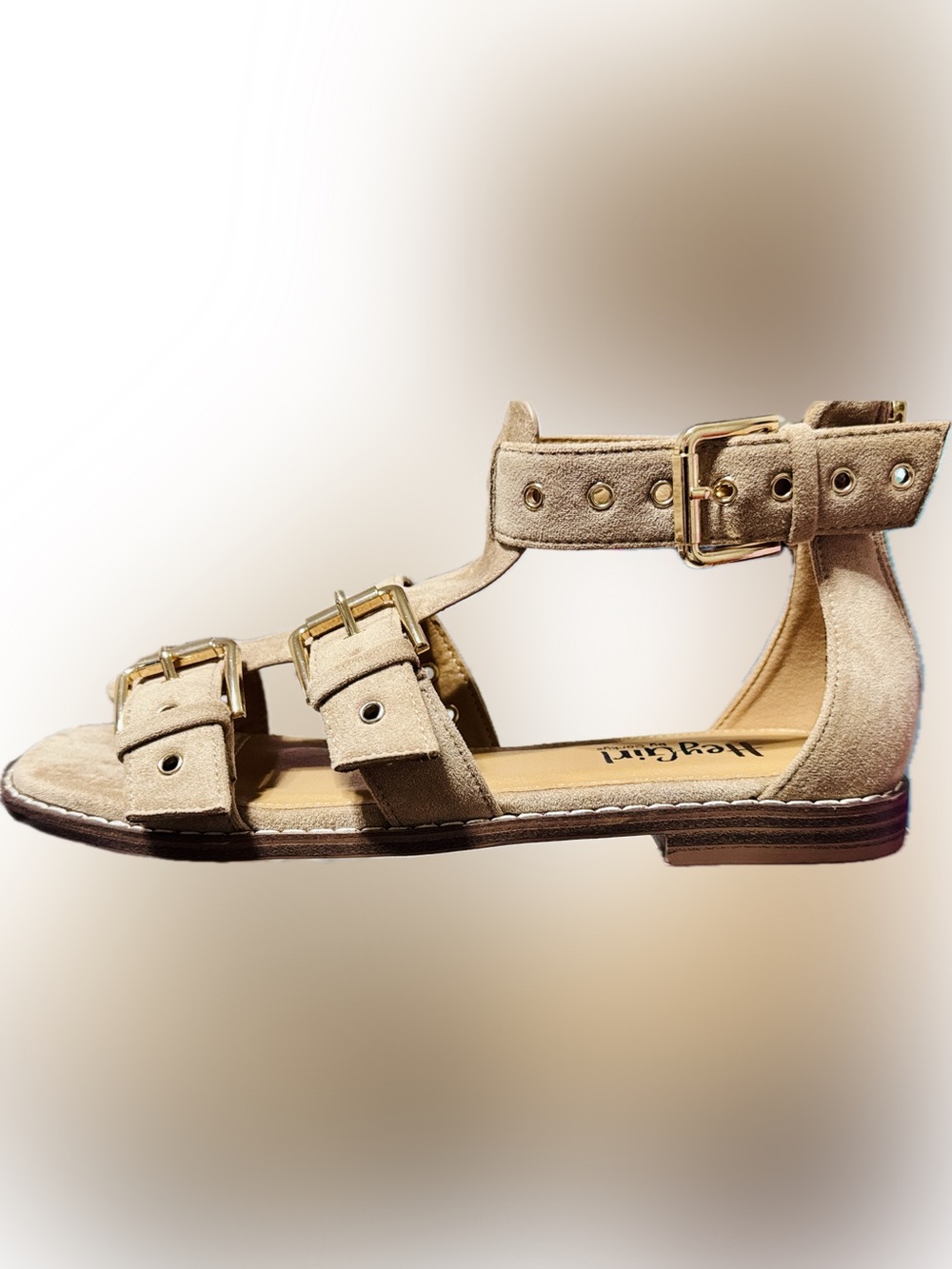 Corkys “Hey Girl” Faux Suede Gold Accent Sandals (Size 7)…